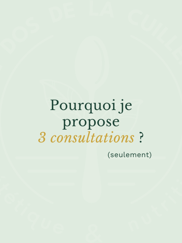 Pourquoi (seulement) 3 consultations dans VégéTranquille® ?Un suivi diététique peut nécessiter une seule et unique consultation … et parfois, ça peut durer plusieurs mois.Ça dépend du besoin de chaque patient·e.Un suivi pour un changement d’habitudes alimentaires peut nécessiter plusieurs RDV : 3, 5, 10, parfois plus …Pourquoi, par rapport à ma pratique et les besoins de mes patient·e·s, je considère que 3 consultations, c’est idéal ?1ère raison :
Déjà, une consultation en face à face ou en visio avec un·e pro de santé permet d’individualiser le soin, les conseils.2ème raison :
En démarrant l’accompagnement VégéTranquille® tel que je l’ai conçu : toi comme moi, on sait où on va, dans quoi on s’engage, combien de temps nous avons ensemble.3ème raison :
Dans la végétalisation de l’alimentation, il y a pas mal d’éducation nutritionnelle à faire. Il faut parfois commencer par quelques bases de nutrition.
C’est d’ailleurs pour ça que dans mon programme VégéTranquille®, le module “nutrition” est le plus dense, (9 vidéos de 5-15 minutes max sur les nutriments essentiels d’une alimentation végé).4ème raison :
Ces 3 consultations ont chacune un but précis
- la première : on fait connaissance !
- La deuxième : on débriefe.
- La dernière : on fait le point pour permettre à ce changement de rester durable et agréable au quotidien.Si tu veux plus d’infos sur VégéTranquille®, commente VGT sous ce post et tu recevras automatiquement en message privé le lien (sans engagement !) avec toutes les infos nécessaires.🌿 Je suis Magali, diététicienne nutritionniste spécialisée dans les alimentations végétales (végétariennes, végétaliennes, flexitariennes, vegan) .Je t’aide à végétaliser ton alimentation sans te prendre la tête avec :
✨ mon accompagnement “VégéTranquille®”
🎙️ mon podcast “Le Dos de la Cuillère”
💌 ma newsletter "La Dosette"